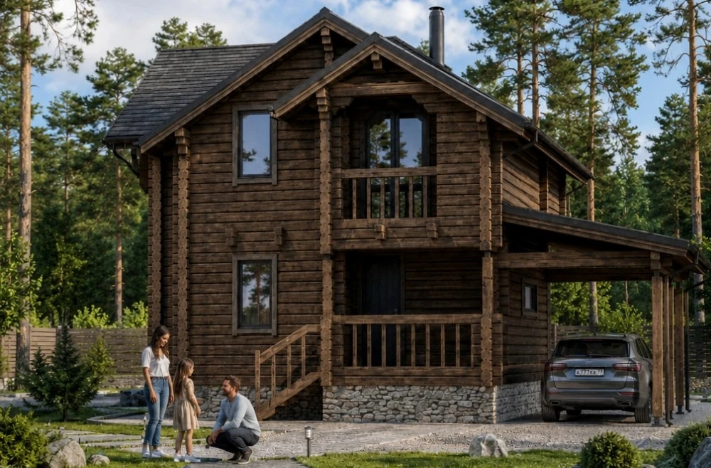 Проект деревянного дома из бруса 54 м²