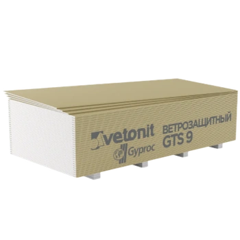 ГСП Ветонит (Гипрок) GTS-9 Ветрозащитный ПрК R 2600х1200х9.5 мм