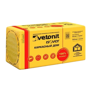 Утеплитель в плитах Изовер Каркасный Дом, 4,8 м2/50 мм, 600х1000мм (4 плит по 100мм)